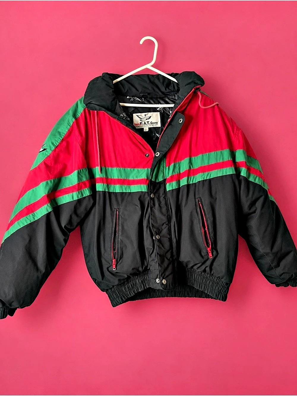 Vintage Triple F.A.T. Goose Down Colorblock Hooded Jacket – Large